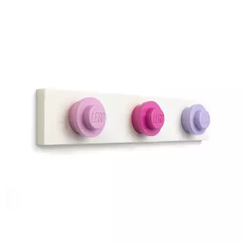 LEGO nástenný vešiak – svetlo ružová, tmavo ružová, fialová