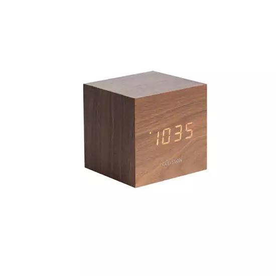 Budík Mini Cube – tmavé drevo