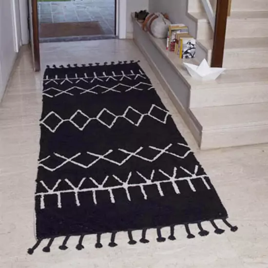 Prateľný koberec Berber Black — Behúň