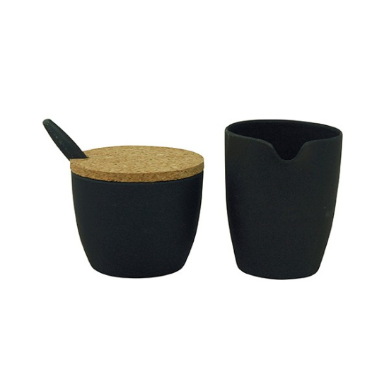 Bambusový set na cukor a mlieko – čierny