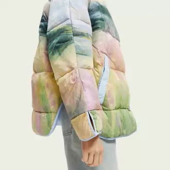 Oversized páperová bunda s akvarelovou potlačou