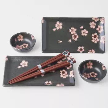 Sushi set s paličkami Black & Pink Sakura