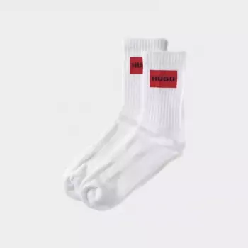 Two Pair Pack Of Ribbed Short Socks With Logo Label