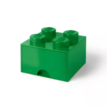 LEGO úložný box 4 s šuplíkom – tmavo zelená