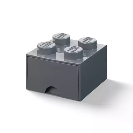 LEGO úložný box 4 s šuplíkom – tmavo šedá
