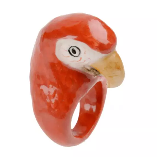 Porcelánový prsteň Červený papagáj