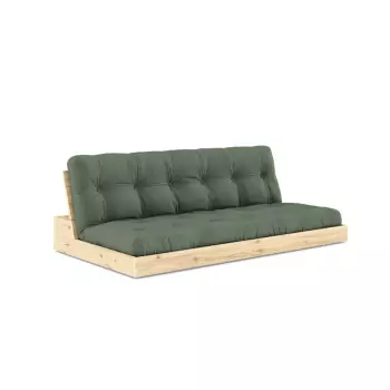 Trojmiestna rozkladacia pohovka Base – Olive Green / Clear Lacquered