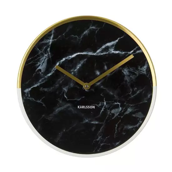 Nástenné hodiny Marble Delight zlaté – čierne