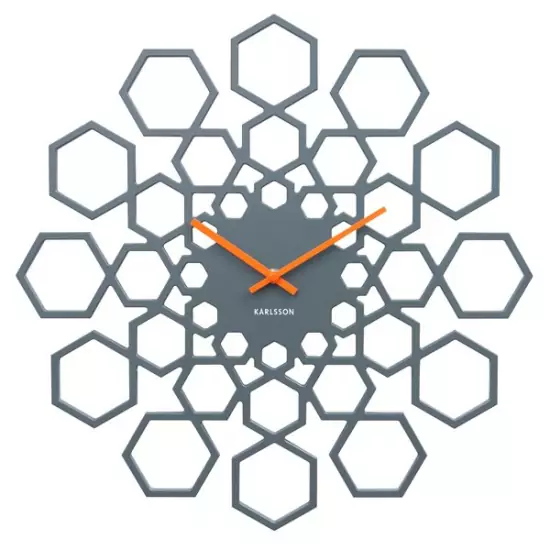 Nástenné hodiny Sunshine Hexagon – šedé