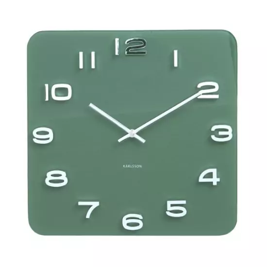 Nástenné hodiny Vintage štvorcové – zelené