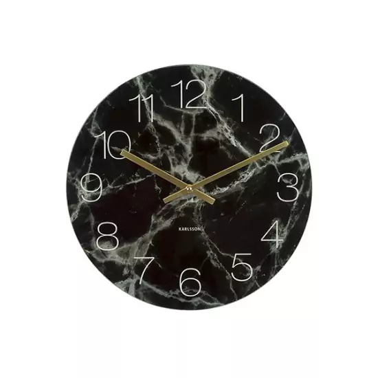 Nástenné hodiny Glass Marble – čierne