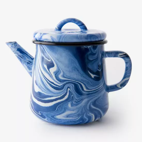 Modrá smaltovaná čajová kanvica