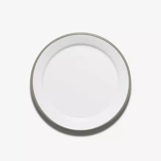 Velký smaltovaný tanier s šedou obrubou