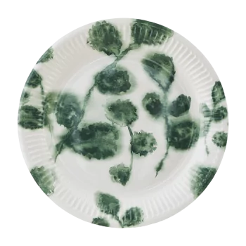 Bielo–zelený papierový tanier Dahra Mia – sada 12 ks