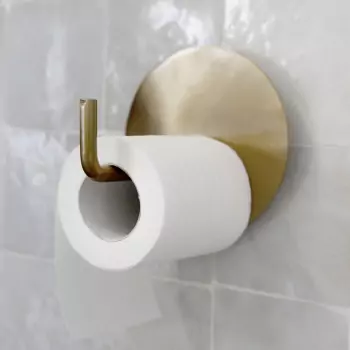 Mosadzný držiak na toaletný papier Text