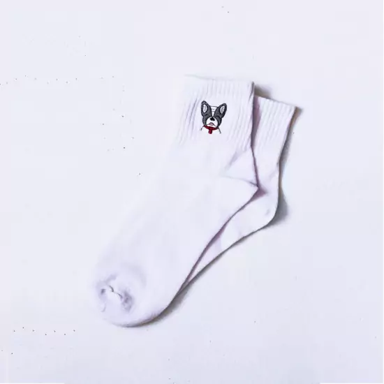 Biele ponožky s buldočkom – Dog