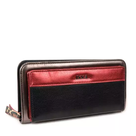 Čierno–červená lesklá peňaženka – Disco