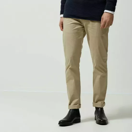 Béžové nohavice s predĺženou dĺžkou – Slim fit