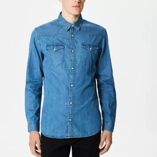 Svetlo modrá riflovaná košeľa – Slim fit