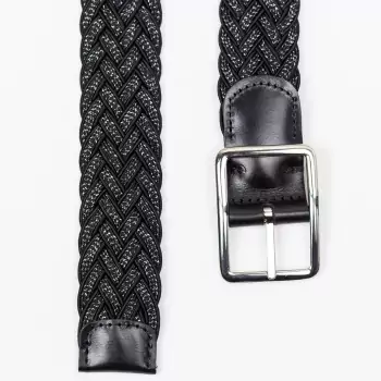 Čierny textilný opasok Leather Calf