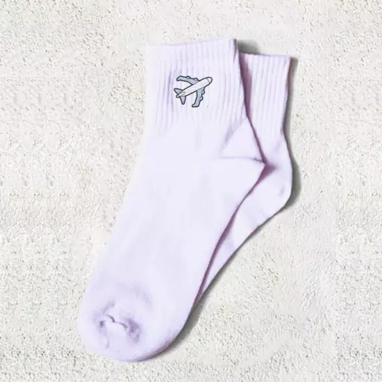 Biele ponožky s lietadlom – Plane