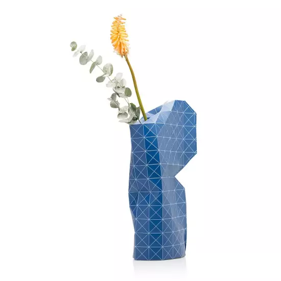 Papierový obal na vázu – Grid Blue