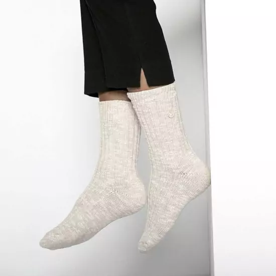 Béžovo-biele bavlnené ponožky Cotton Slub
