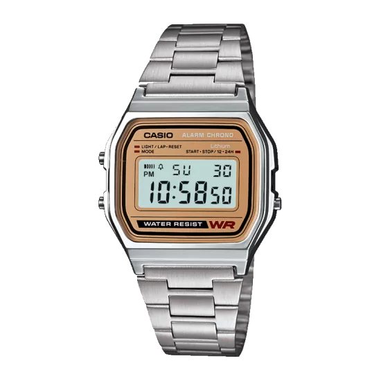 Strieborné digitálne hodinky A158WEA-9