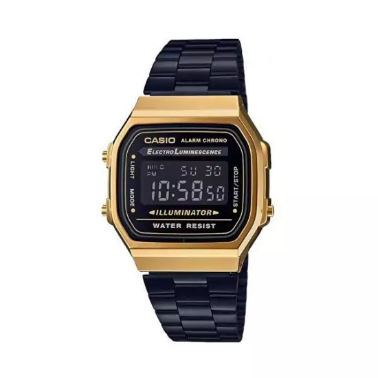 Čierno-zlaté digitálne hodinky A168WEGB-1B