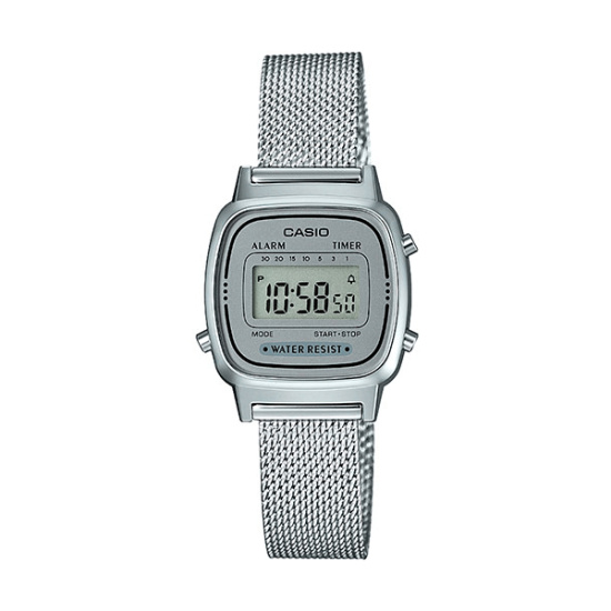 Strieborné digitálne hodinky LA670WEM-7