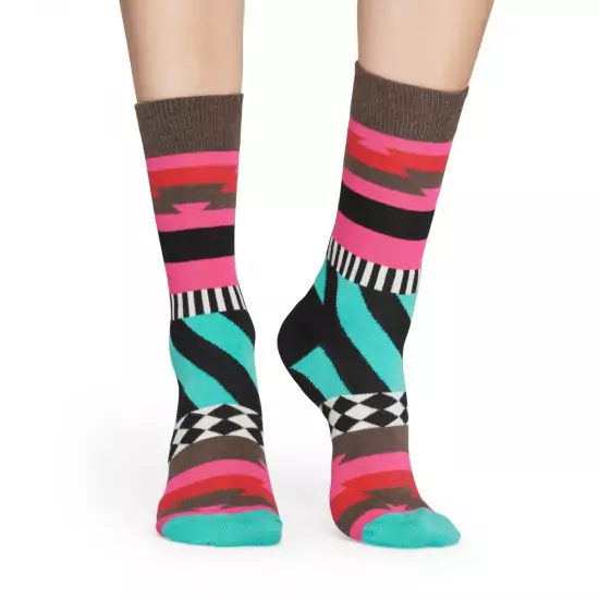 Hnedo-ružové vzorované ponožky Mix Max