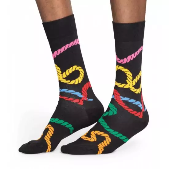 Čierne ponožky s motívom farebných lán Rope