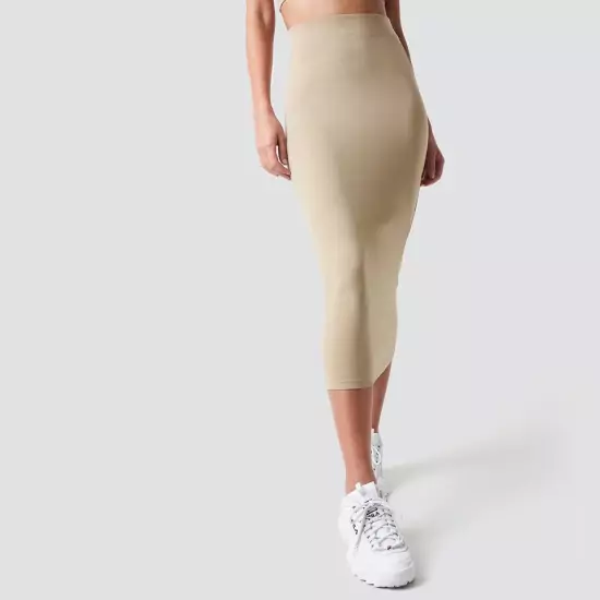 Béžová midi sukňa Nicki × NA-KD Basic