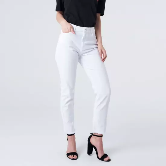 Biele džínsy s vysokým pásom
