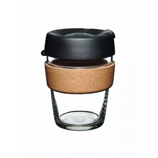 Dizajnový sklenený cestovný hrnček Cork Brew Espresso M 340 ml