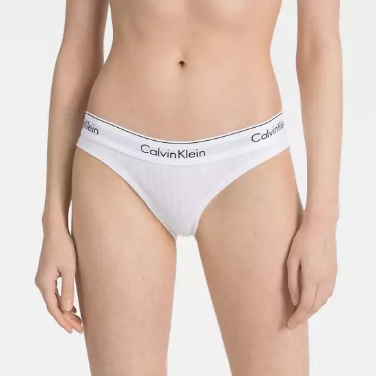 Biele rebrované nohavičky Bikini Modern Cotton Rib