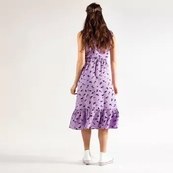 Fialové kvetované midi šaty Pcbabylon