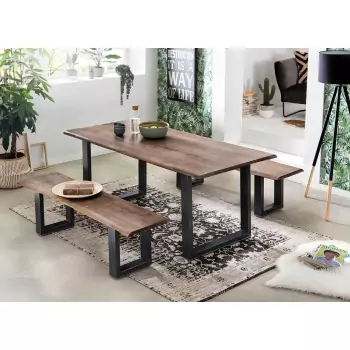 Jedálenský stôl TABLES & BENCHES DARK CURVE-RECTANGLE