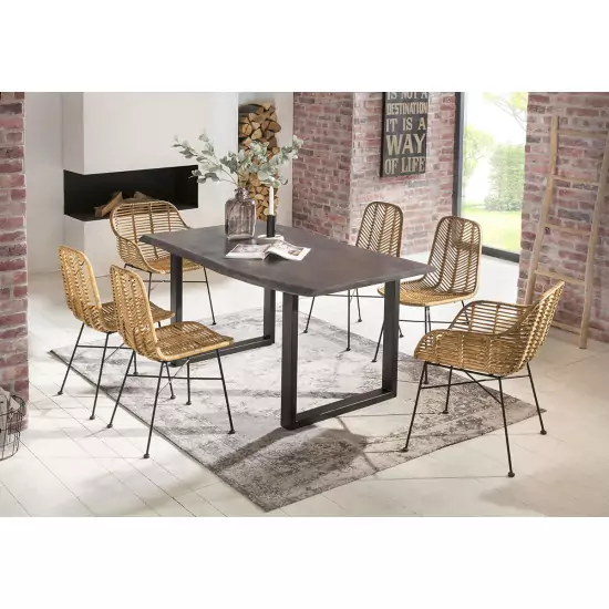 Jedálenský stôl TABLES & BENCHES DARK CURVE-RECTANGLE – 140 × 80 × 77 cm