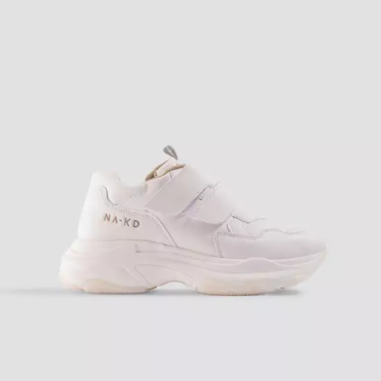 Biele tenisky na suchý zips Chunky Sneakers
