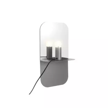 Nástenná lampa so zrkadlom Plate Iron – matná šedá
