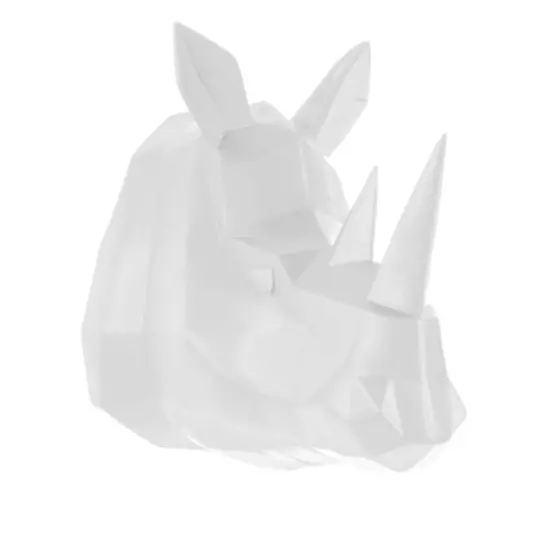 Sada 2 ks: Nástenná dekorácia Origami Rhino – biela