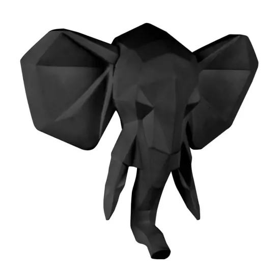 Sada 2 ks: Nástenná dekorácia Origami Elephant – čierna