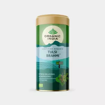 Bio čajová zmes Tulsi Brahmi, plech – Organic India