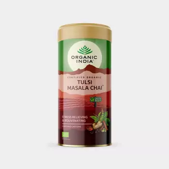 Bio čajová zmes Tulsi Masala, plech – Organic India