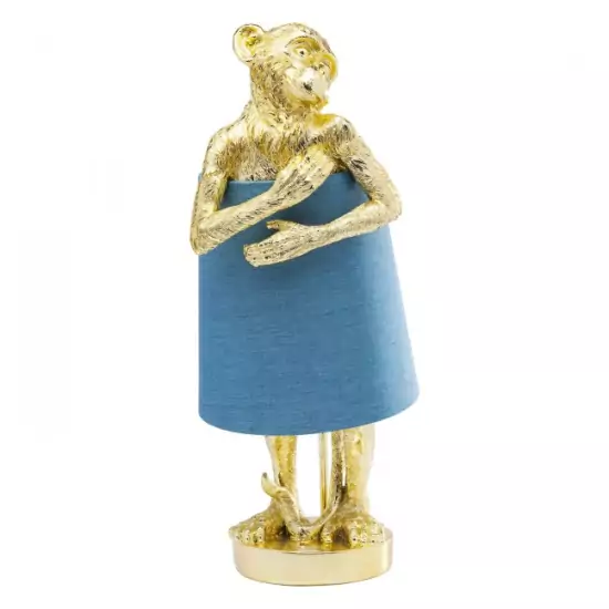 Stolná lampa Animal Monkey – zlatá, modrá