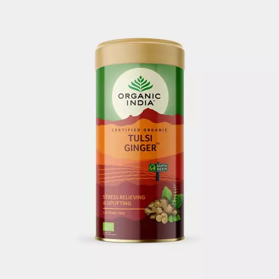 Bio čajová zmes Tulsi Ginger, plech – Organic India
