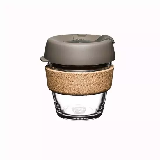 Dizajnový sklenený cestovný hrnček Cork Brew Latte 177 ml
