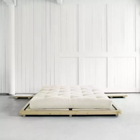 Posteľ s matracom Dock + Comfort Mat – Clear lacquered/Natural