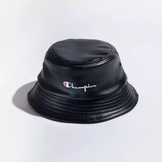 Čierny klobúk Bucket Leather Cap